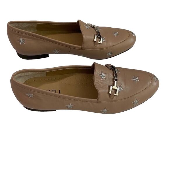 Vaneli Nude Leather Embroider Star Print Loafers, Size 8.5 Narrow - Picture 2 of 4